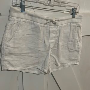 James Perse size 3 white linen drawstring shorts 3” inseam